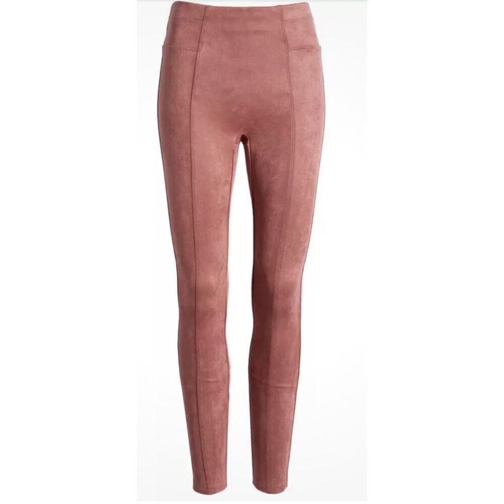 Spanx Faux Suede Leggings in Rich Rose Pink NWT Size Large